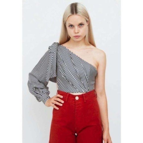 ❤️SOLD❤️Zimmermann Maples One Shoulder Striped Bow - Picture 2 of 12